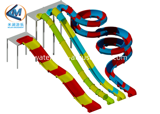 ราคาดี การติดตั้งสระว่ายน้ำ FRP Water Park Slide Resort สีสันสดใส โครงสร้างไฟเบอร์กลาสที่ทนทาน ออนไลน์