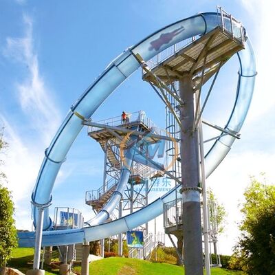 Harga bagus Daya tahan tinggi Aqualoop Water Slide Material FRP Aqua Loop Slide Profesional on line