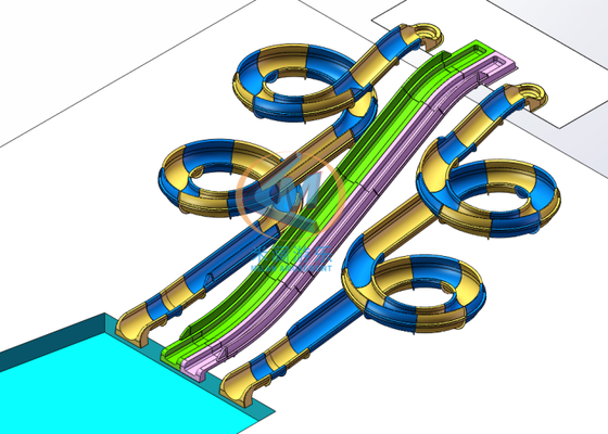 Good price Symmertical Pattern Swimming Pool Slide Aqua Park Slides Durable For Children online