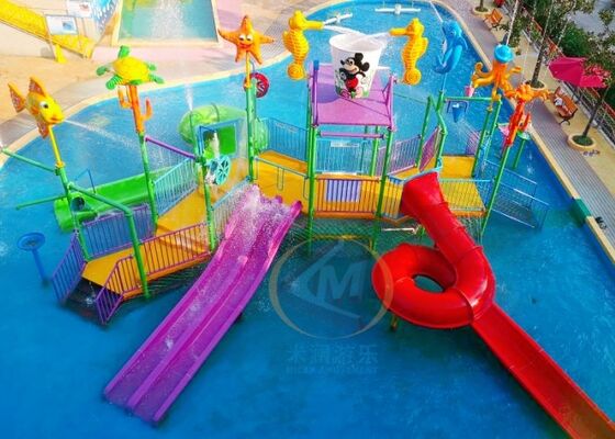 Goede prijs 17X14m Groot Waterpark Speeltuin met Oceaan Thema, Hoge Interactie en Glijbanen van Glasvezel online