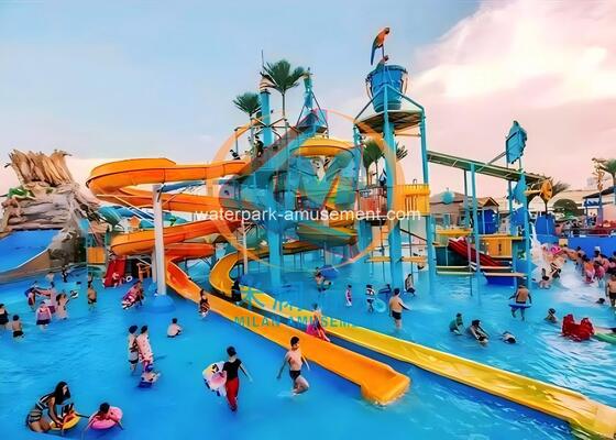 Good price Large Interactive Outdoor Fiberglass Water Playground With Slide online