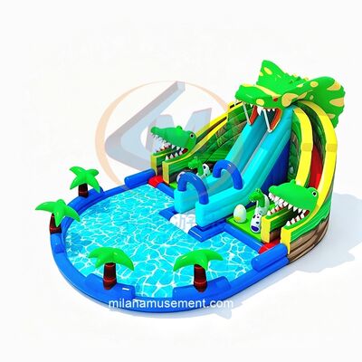 Kualitas Slide Dinosaurus Berkualitas Tinggi yang Bisa Diinflasi Taman Kolam Renang Kombo Slide Air Buaya dengan Kolam Renang untuk Penggunaan Komersial pabrik